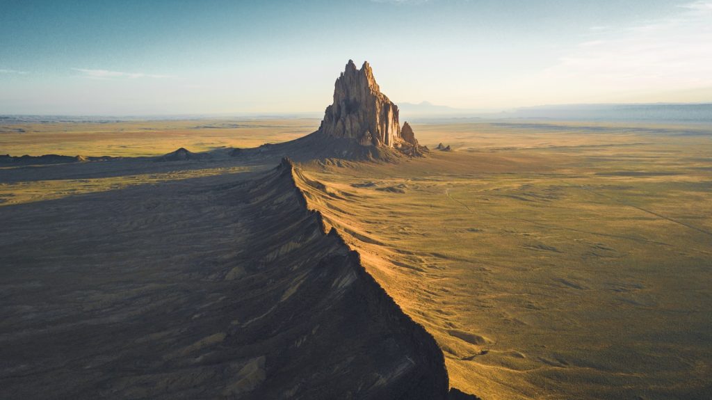 Shiprock rising over the high desert in San Juan County